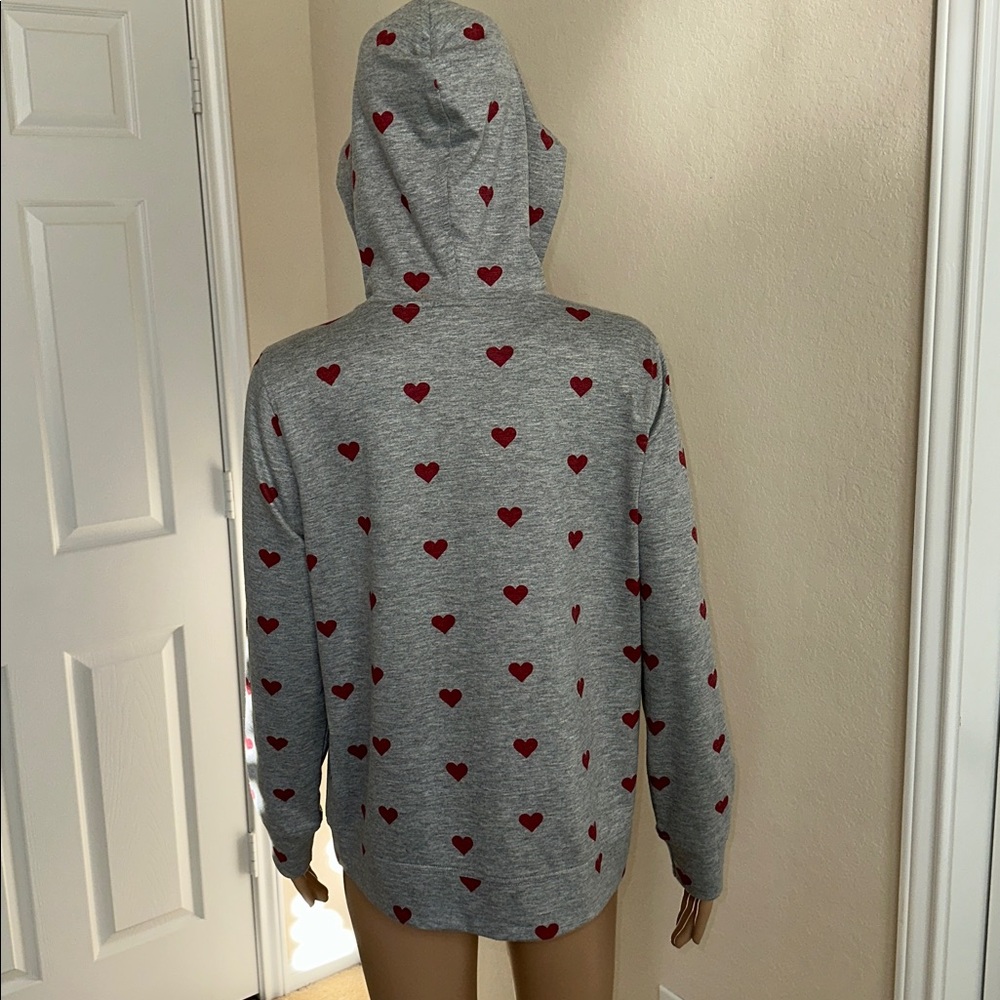 Style & Co. Gray Hoodie with Red Heart Pattern Size M. - Picture 8 of 16